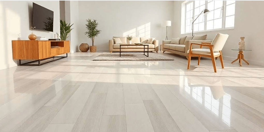 Espacio acabado con suelo de vinilo